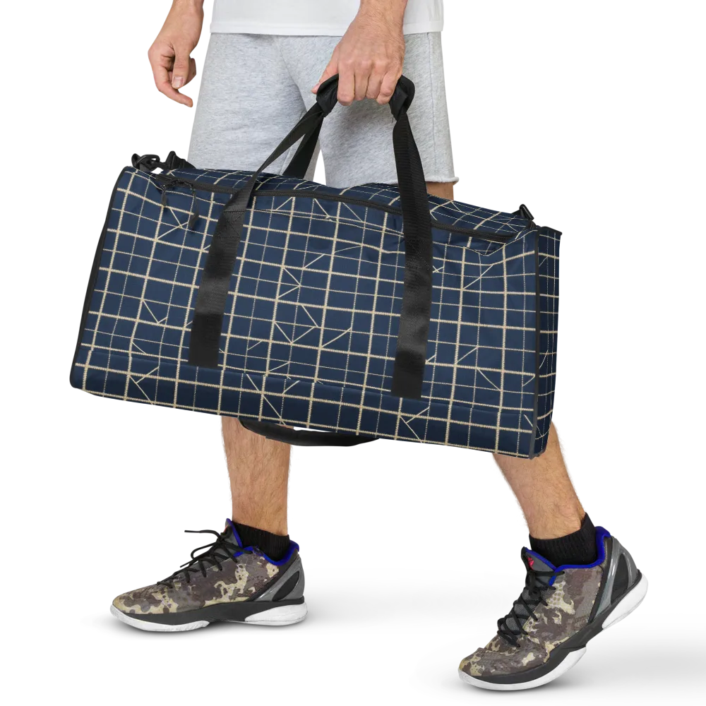 Indigo Lattice on Duffle Bag — Front