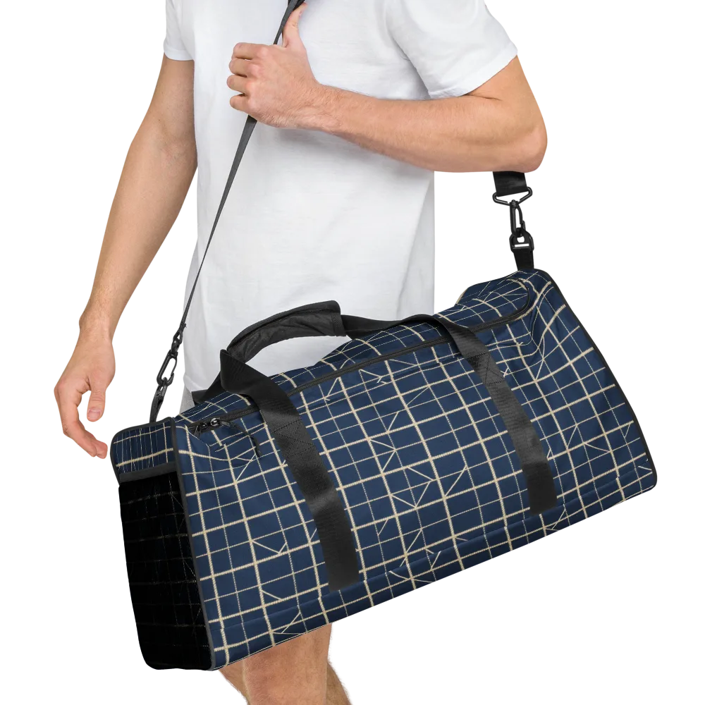 Indigo Lattice on Duffle Bag — Right Front