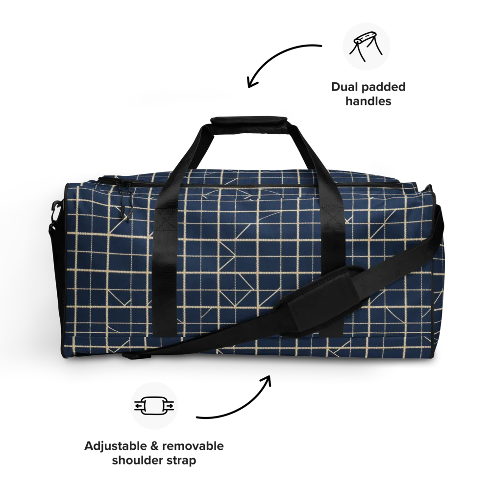 Indigo Lattice on Duffle Bag — Front