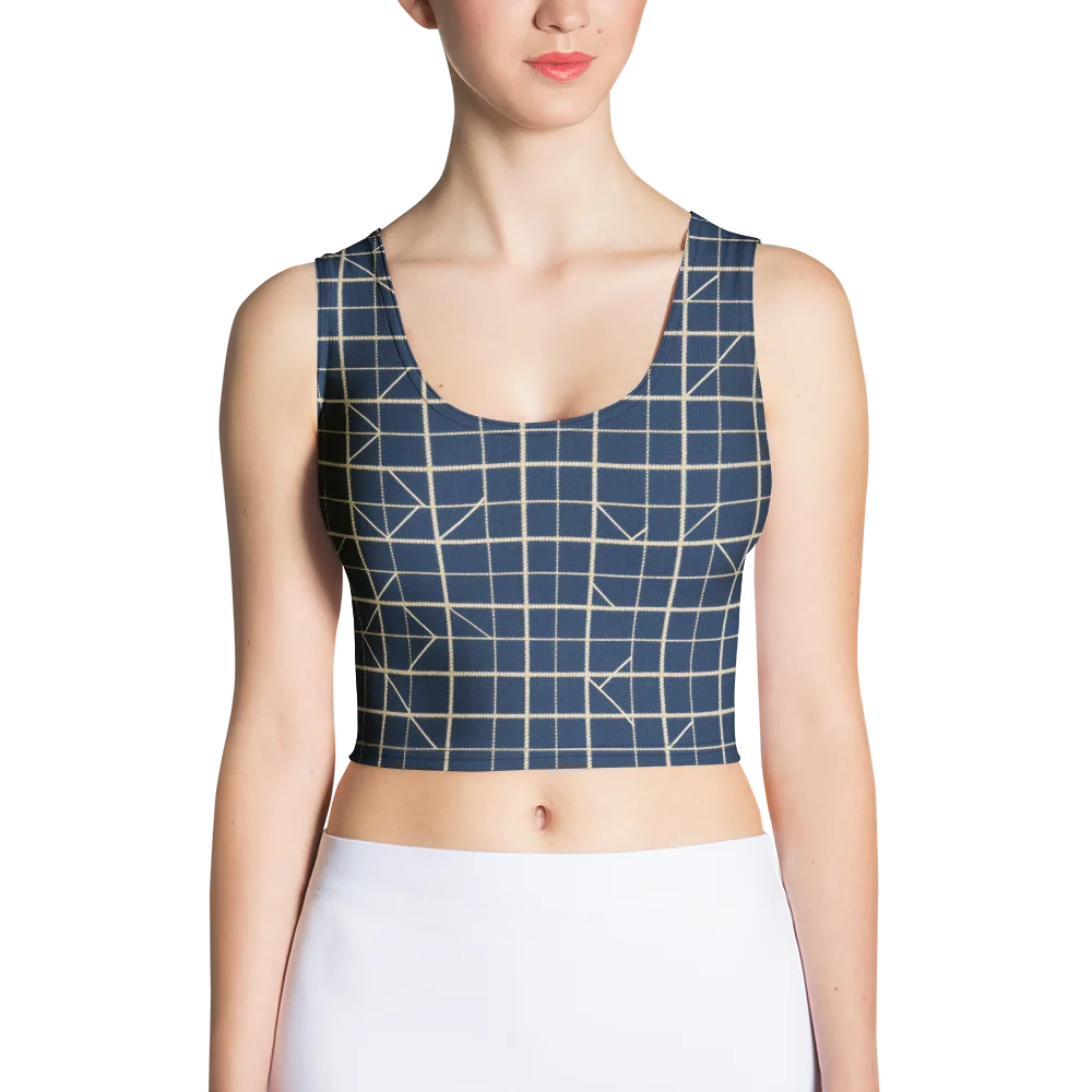 Indigo Lattice on Crop Top — Front