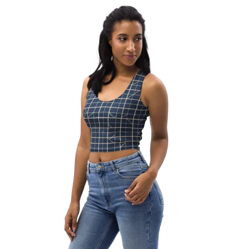 Indigo Lattice on a Crop Top
