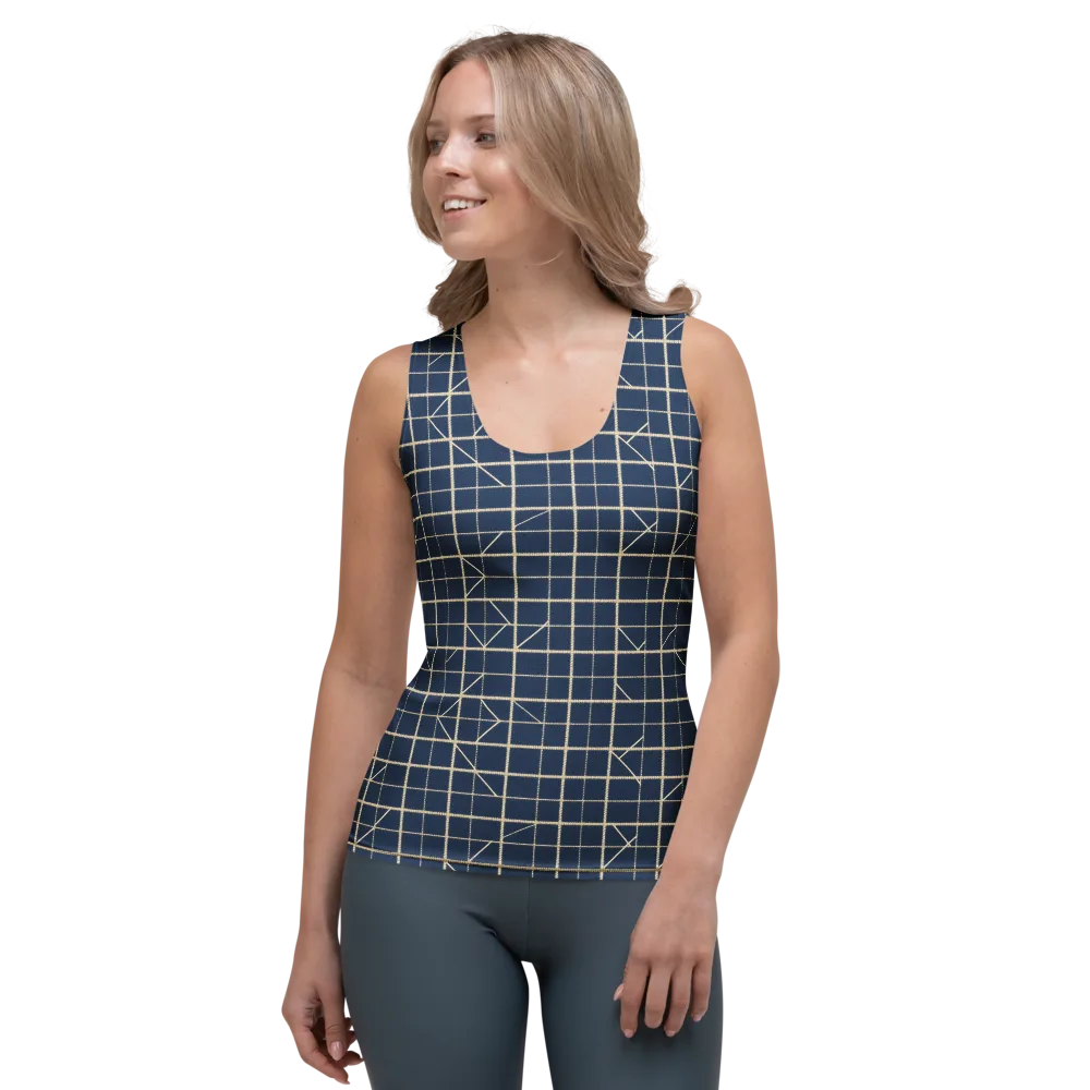 Indigo Lattice on Women's Tank Top — Front
