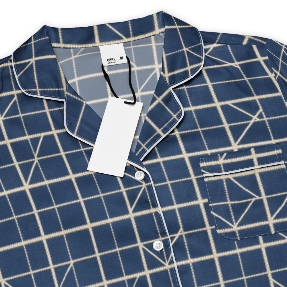 Indigo Lattice on Women's Short Sleeve Pajama Top — Product details