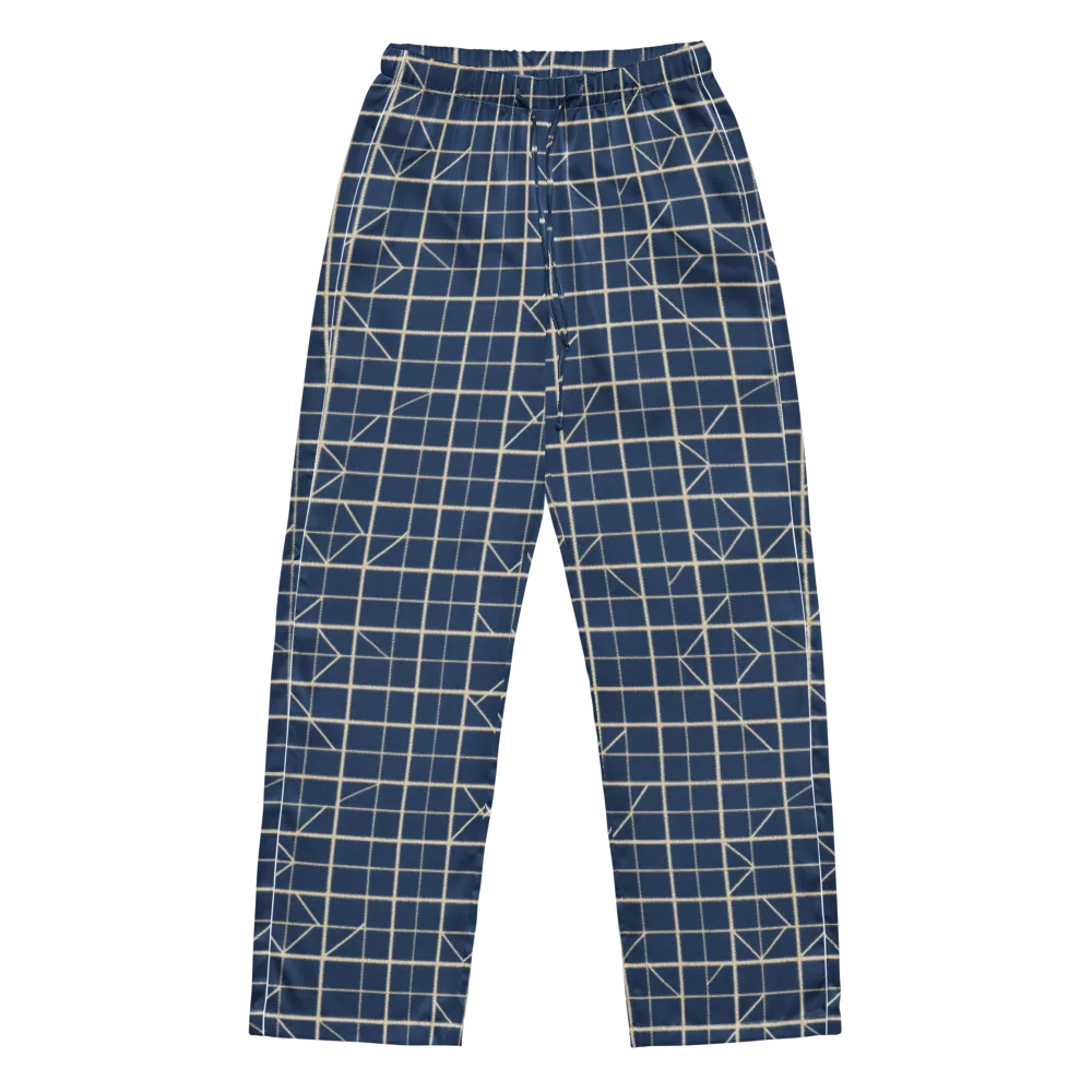 Indigo Lattice on Women's Pajama Pants — Front
