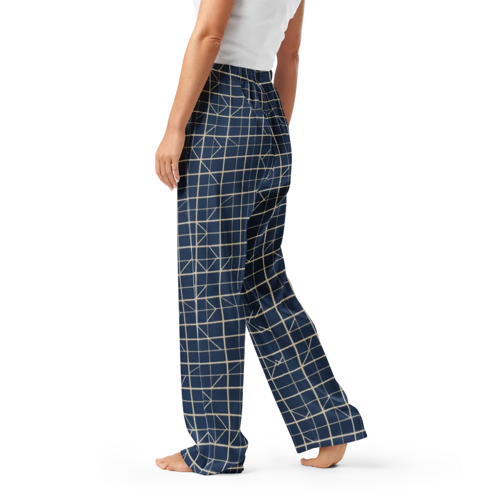 Indigo Lattice on Women's Pajama Pants — Left