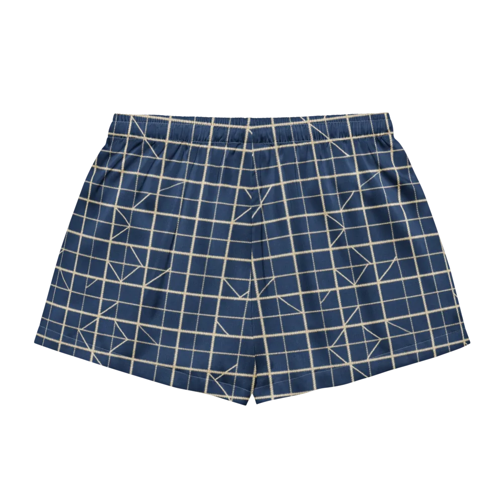 Indigo Lattice on Women's Pajama Shorts — Back