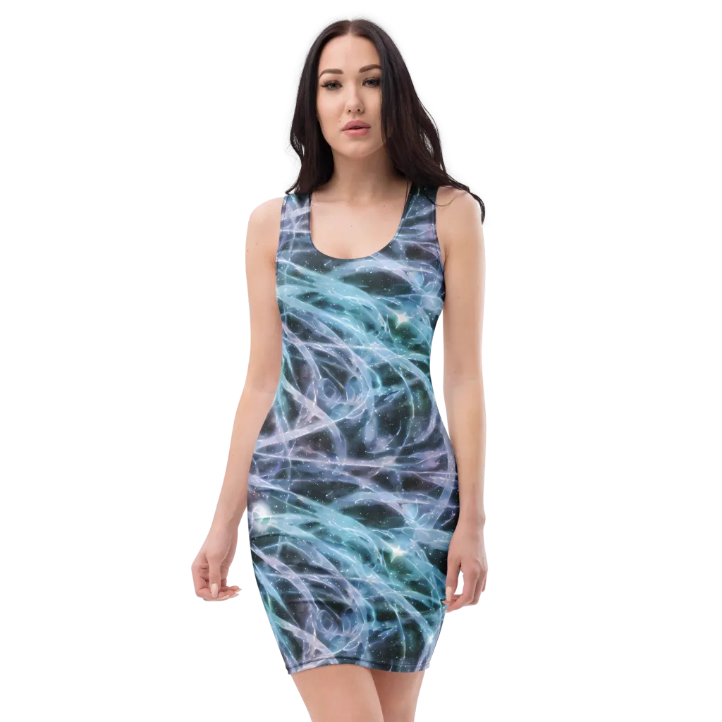 Icelight Drift on Bodycon Dress — Front