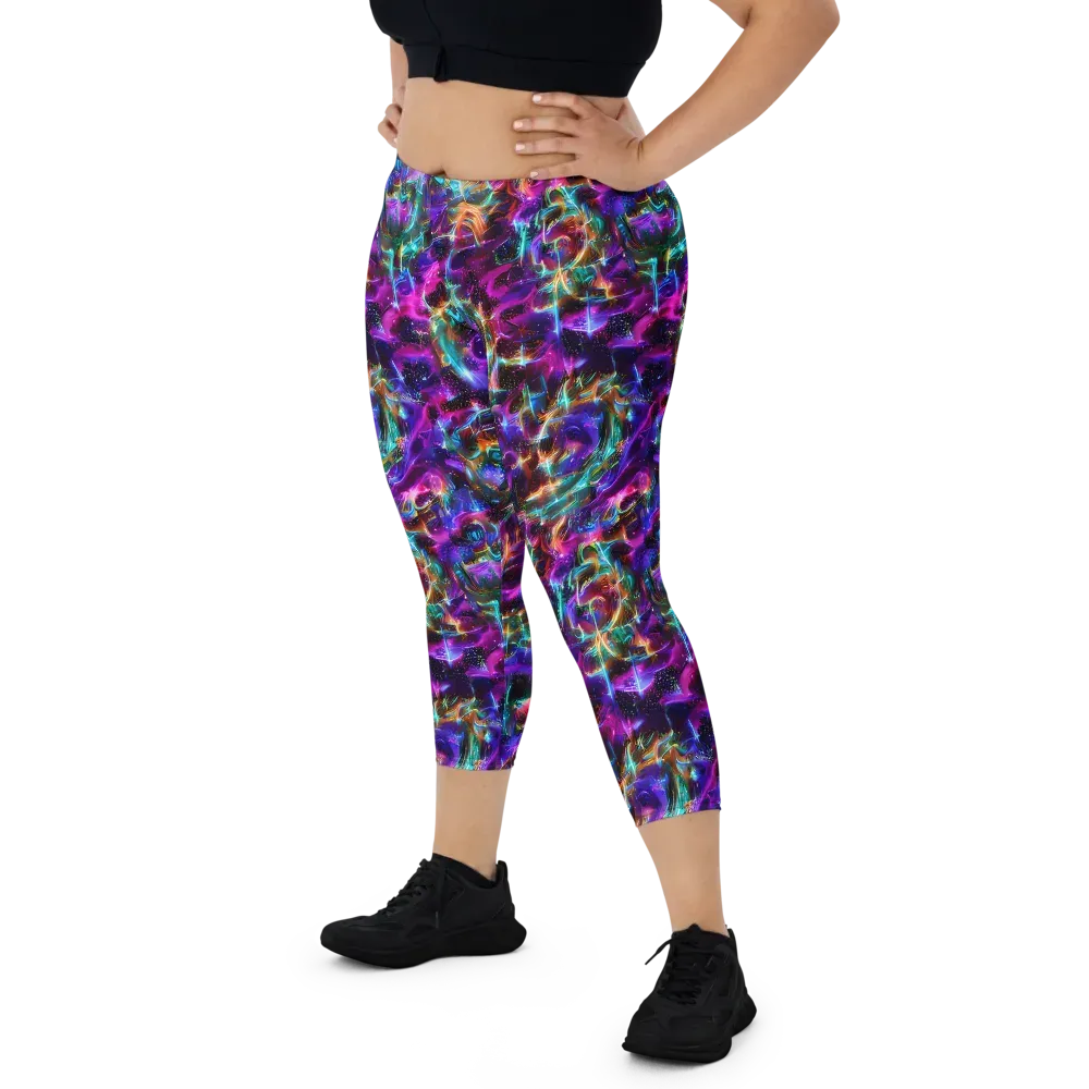 Magenta Mirage on Capri Leggings — Front