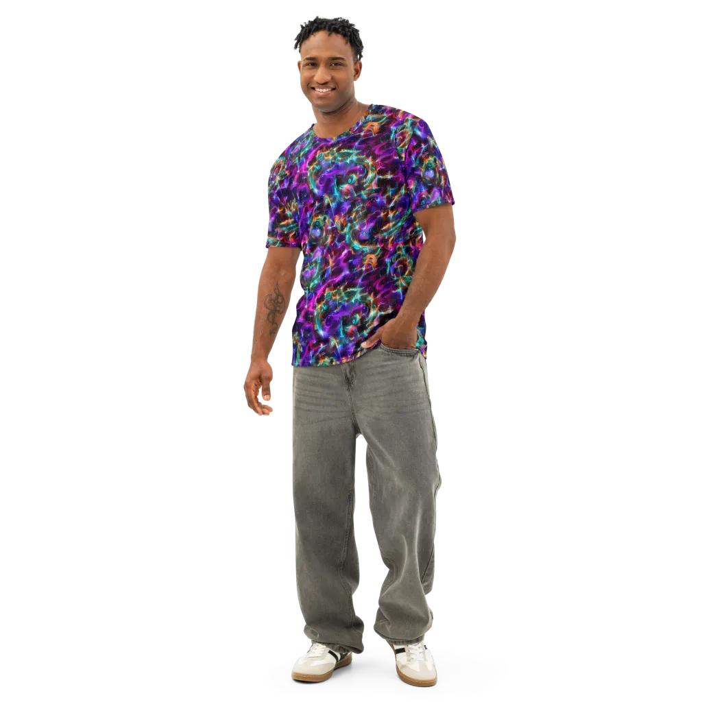 Magenta Mirage on Men's Cotton Crew Neck T-Shirt — Front