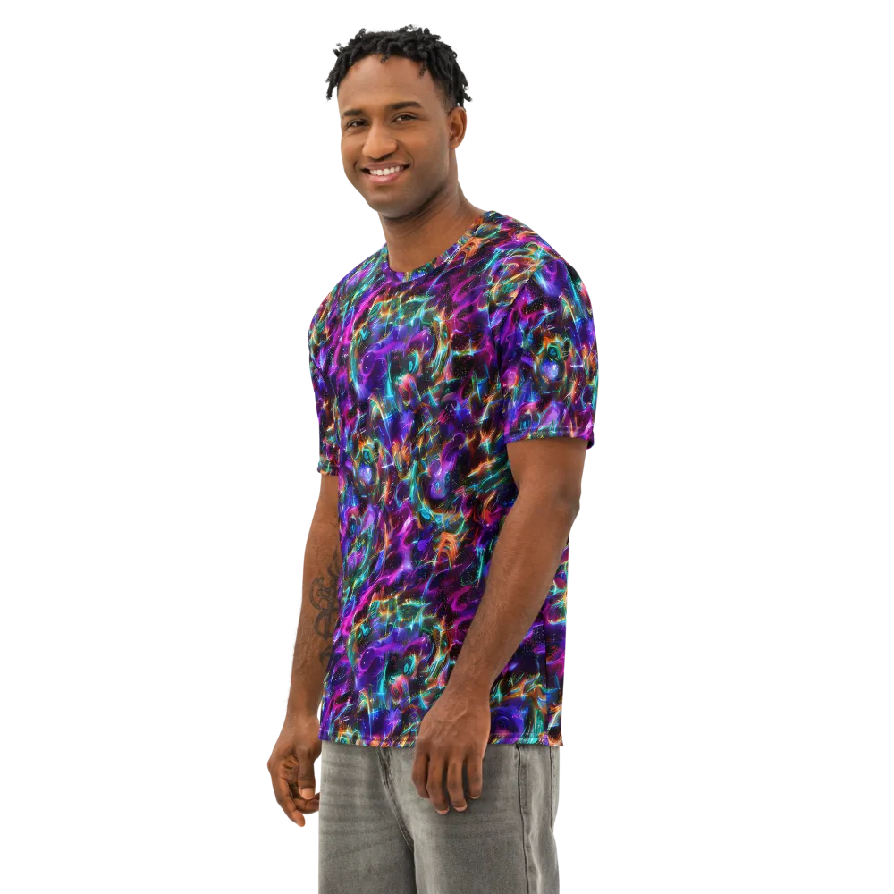 Magenta Mirage on Men's Cotton Crew Neck T-Shirt — Left Front