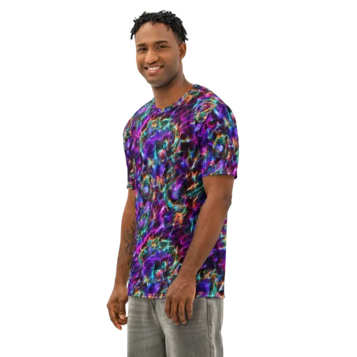 Magenta Mirage on a Men's Cotton Crew Neck T-Shirt