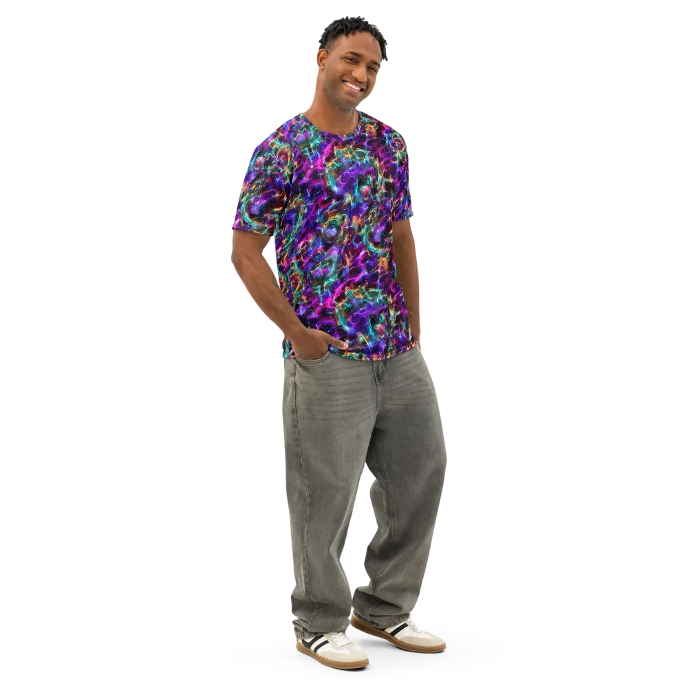 Magenta Mirage on Men's Cotton Crew Neck T-Shirt — Right Front