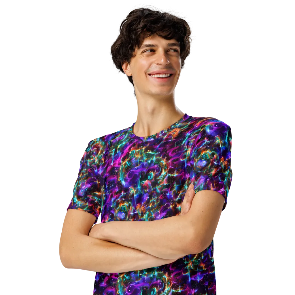 Magenta Mirage on Men's Crew Neck T-Shirt — Left Front