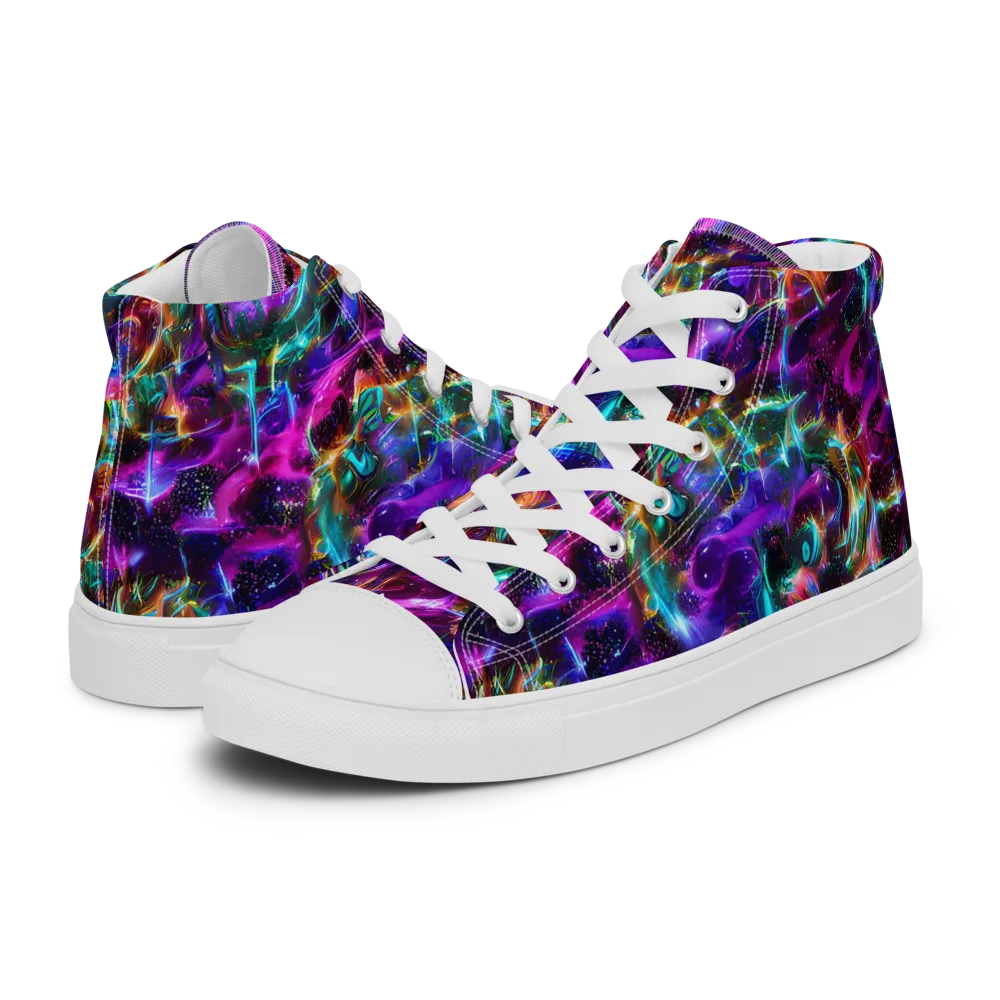 Magenta Mirage on Men's High Top Canvas Shoes — Left