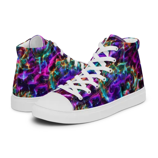 Magenta Mirage on a Men's High Top Canvas Shoes