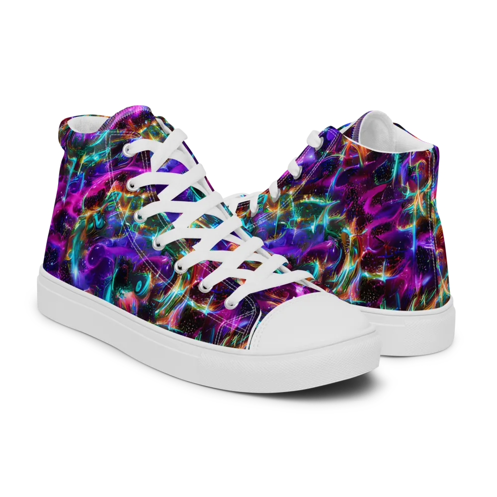 Magenta Mirage on Men's High Top Canvas Shoes — Right