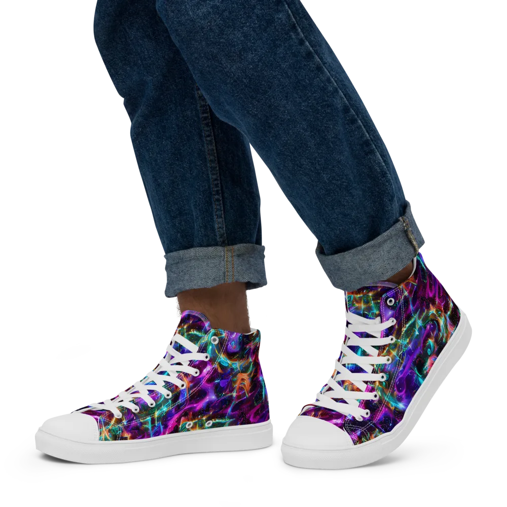 Magenta Mirage on Men's High Top Canvas Shoes — Left
