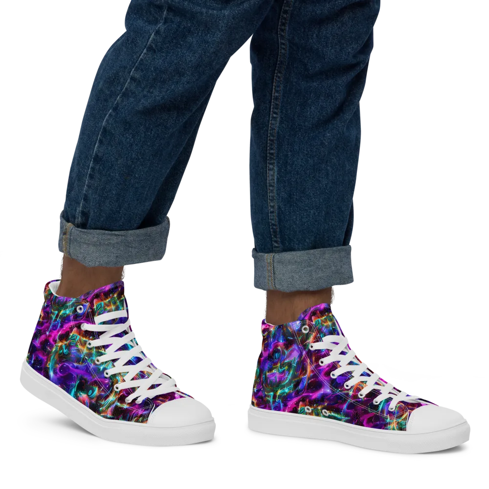 Magenta Mirage on Men's High Top Canvas Shoes — Right