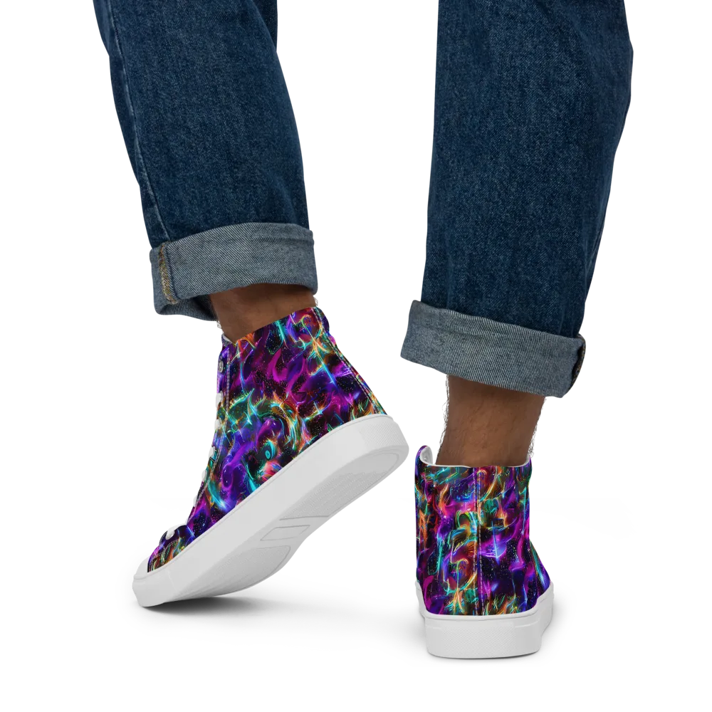 Magenta Mirage on Men's High Top Canvas Shoes — Back