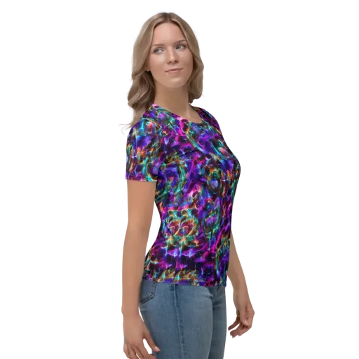 Magenta Mirage on a Women's Crew Neck T-Shirt
