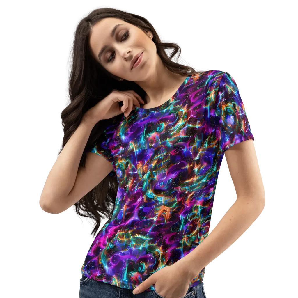 Magenta Mirage on Women's Crew Neck T-Shirt — Left Front