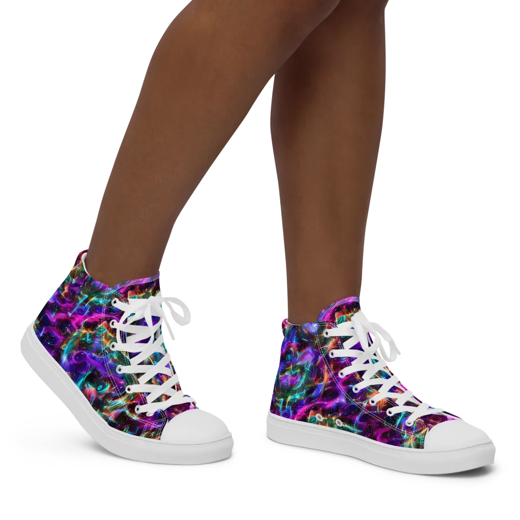 Magenta Mirage on Women's High Top Canvas Shoes — Right