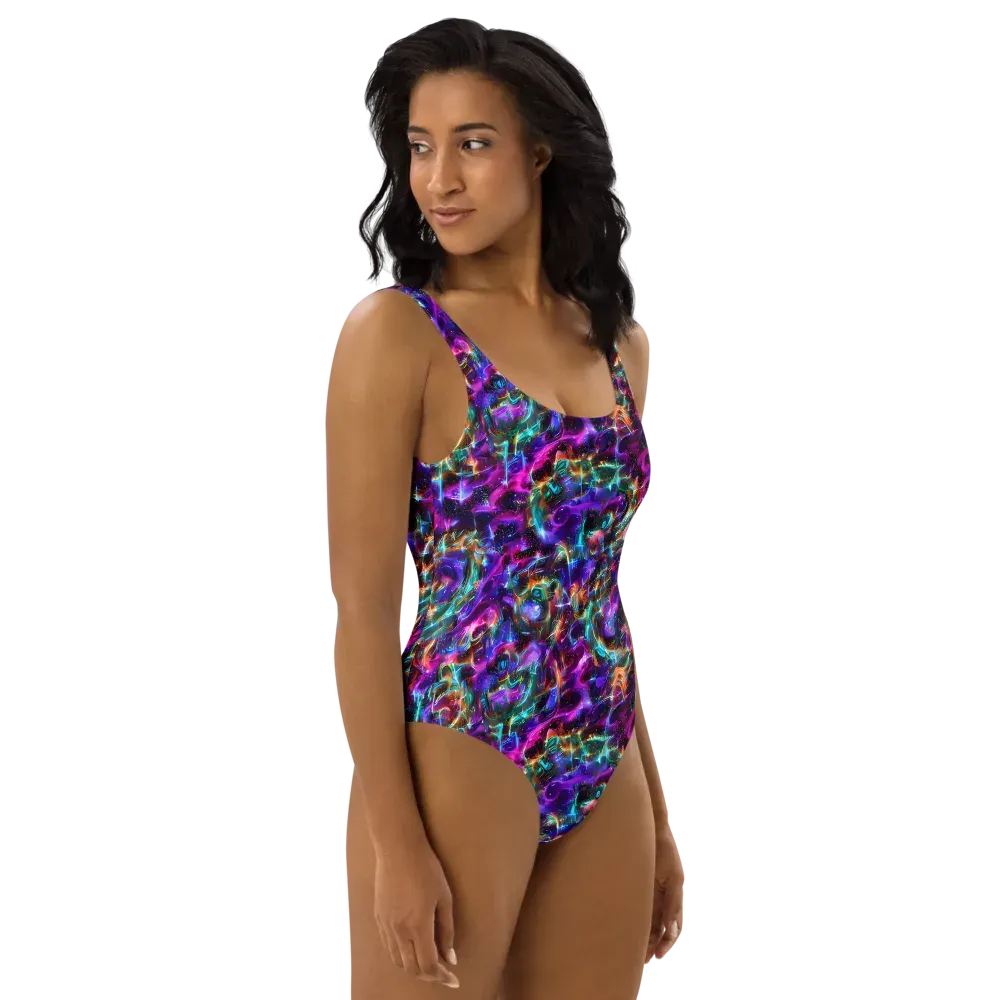 Magenta Mirage on One-Piece Swimsuit — Right