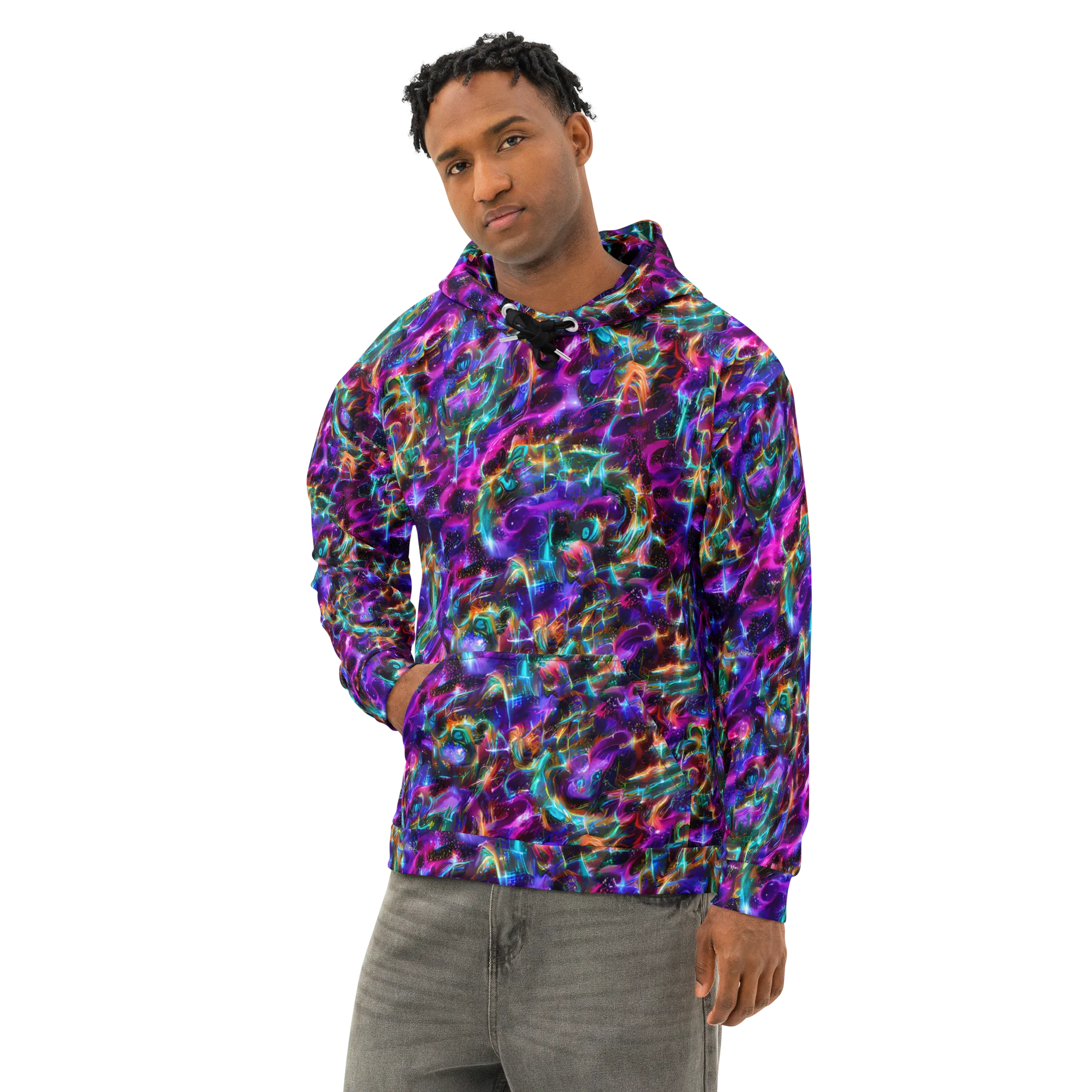 Magenta Mirage on Cotton Hoodie — Left Front