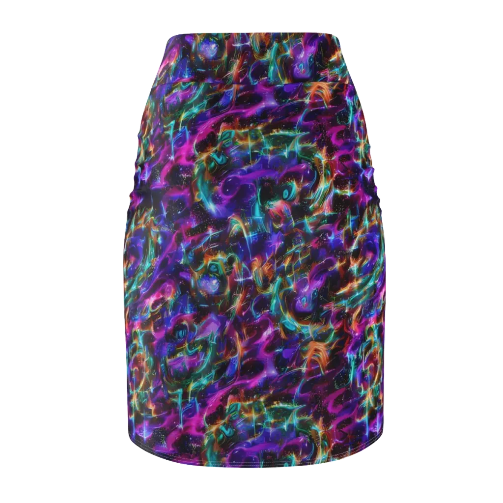 Magenta Mirage on Pencil Skirt — Back
