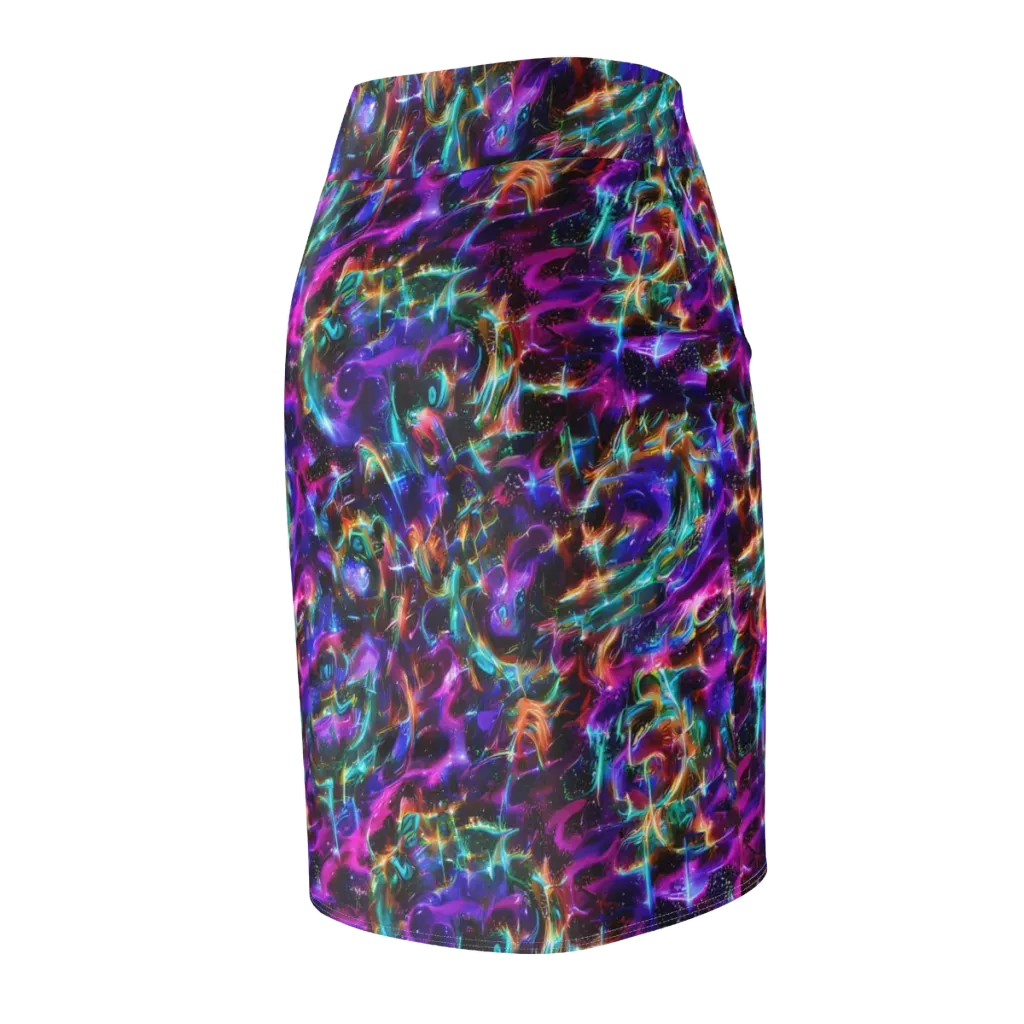 Magenta Mirage on Pencil Skirt — Back Side
