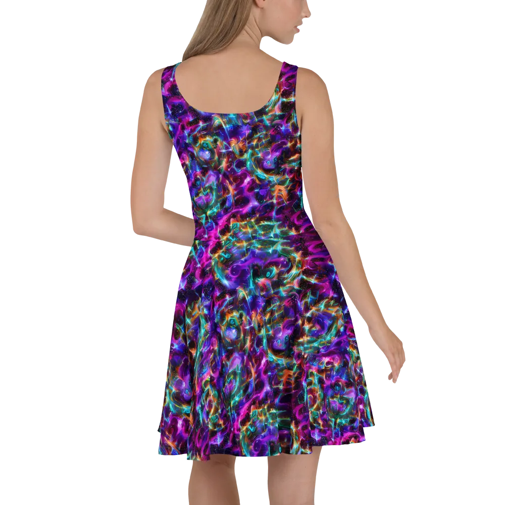 Magenta Mirage on Skater Dress — Back