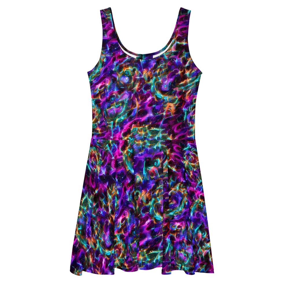 Magenta Mirage on Skater Dress — Front