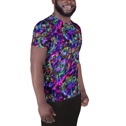 Magenta Mirage on a Men's Athletic T-Shirt