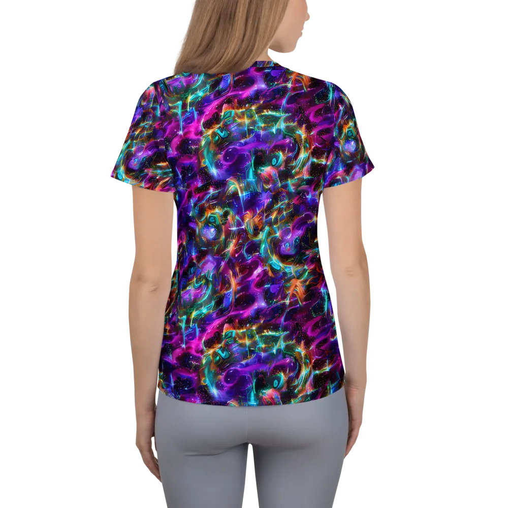 Magenta Mirage on Women's Athletic T-Shirt — Back