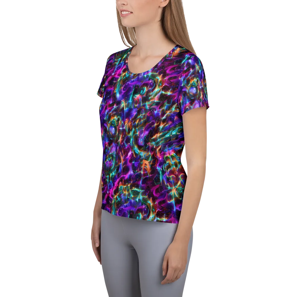Magenta Mirage on Women's Athletic T-Shirt — Left