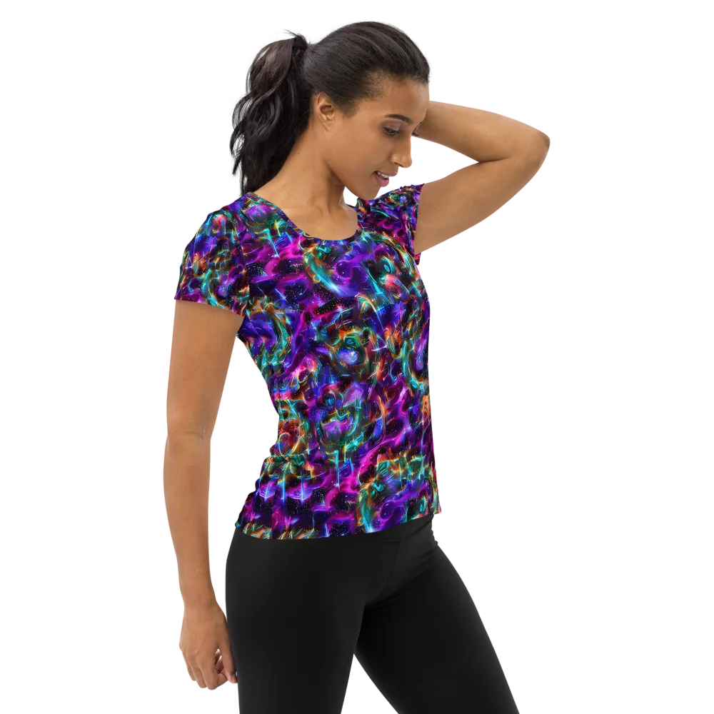 Magenta Mirage on Women's Athletic T-Shirt — Right