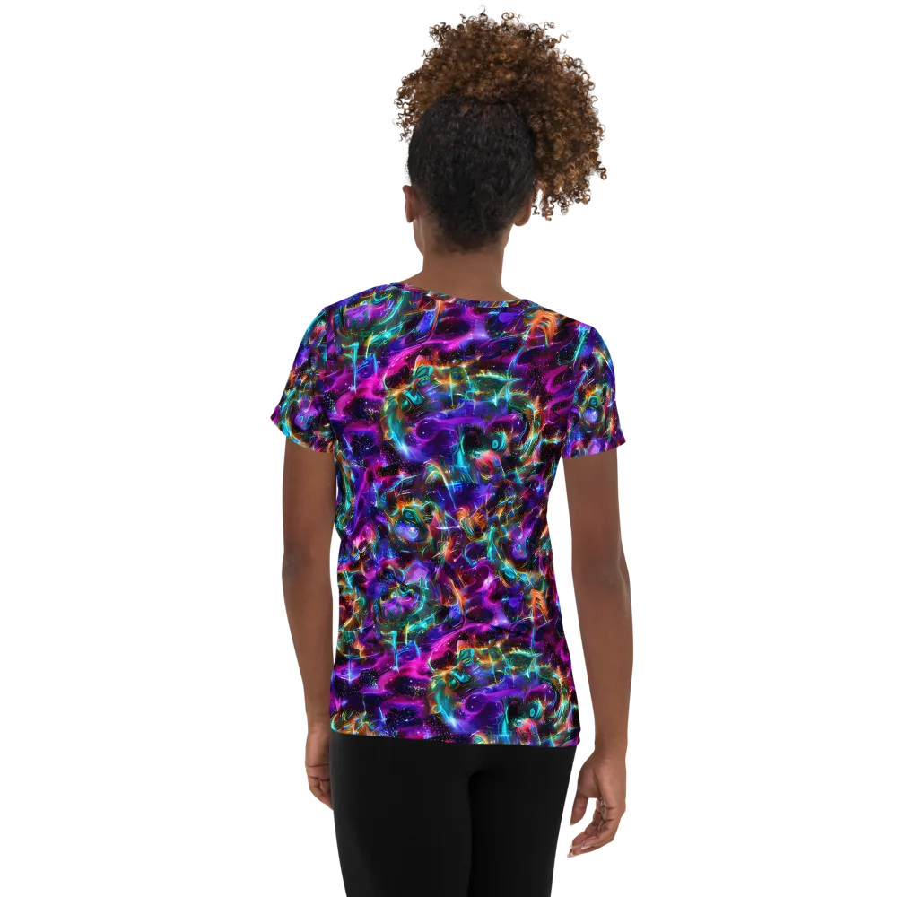 Magenta Mirage on Women's Athletic T-Shirt — Back