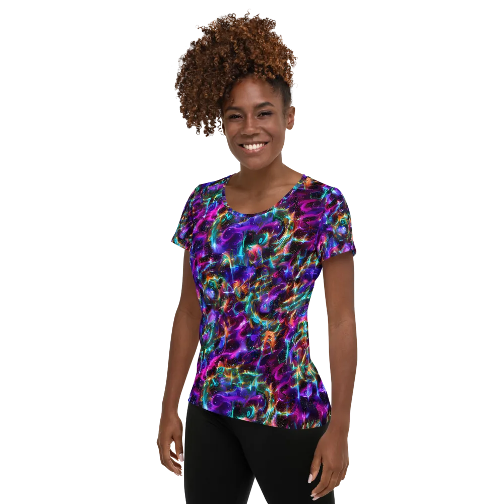 Magenta Mirage on Women's Athletic T-Shirt — Left