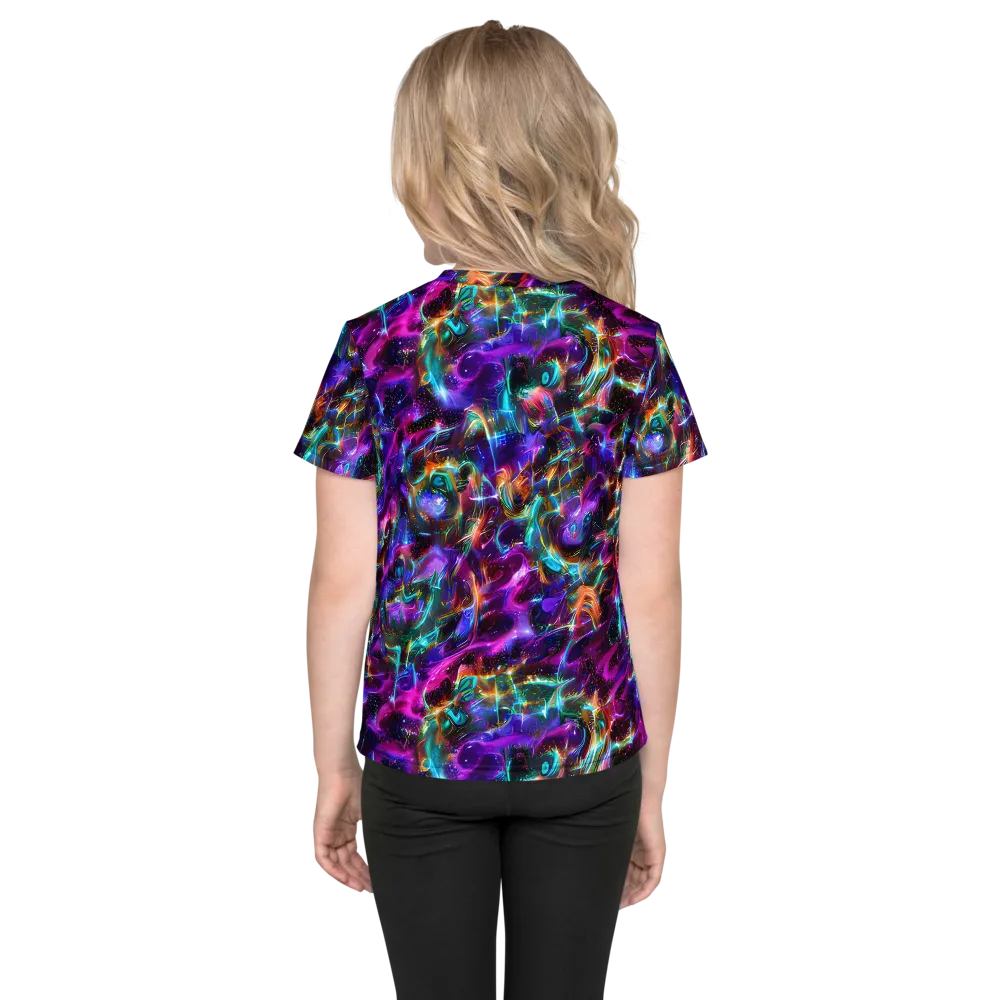 Magenta Mirage on Kids Crew Neck T-Shirt — Back