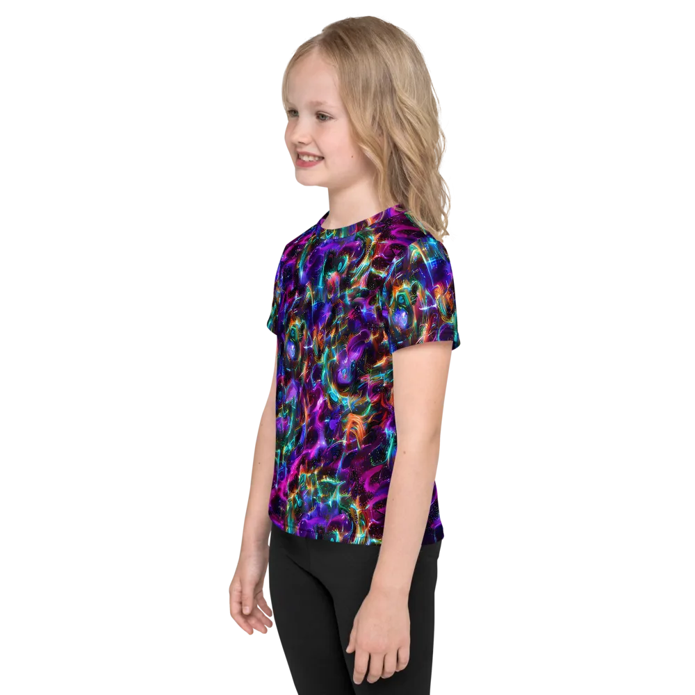 Magenta Mirage on Kids Crew Neck T-Shirt — Left