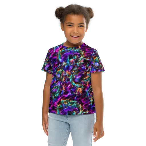 Magenta Mirage on a Kids Crew Neck T-Shirt