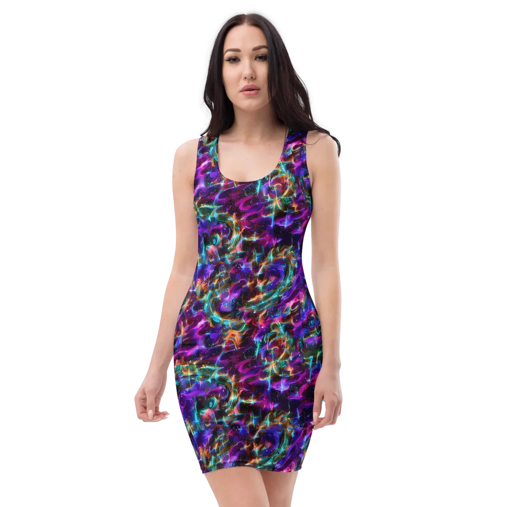 Magenta Mirage on Bodycon Dress — Front