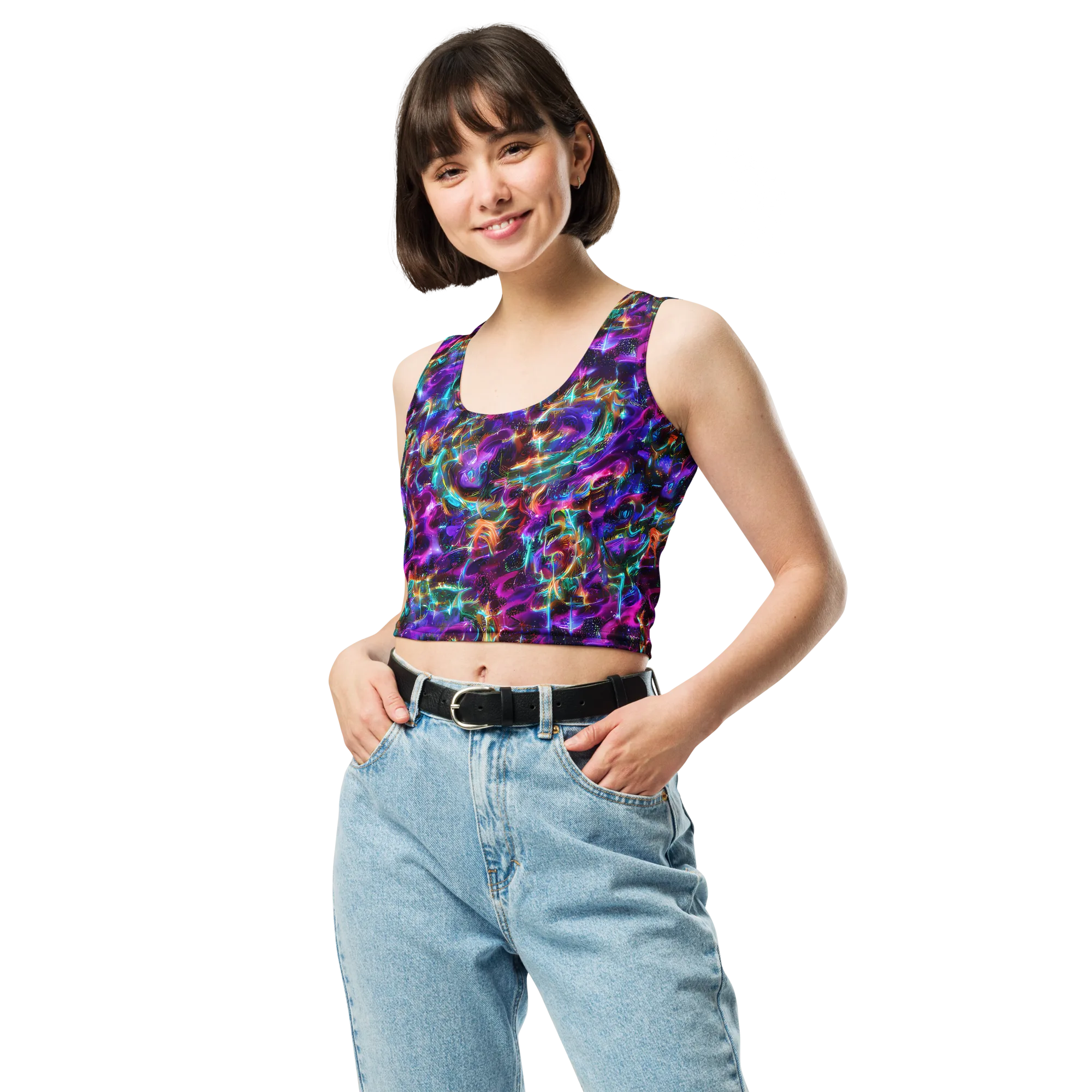 Magenta Mirage on Crop Top — Front
