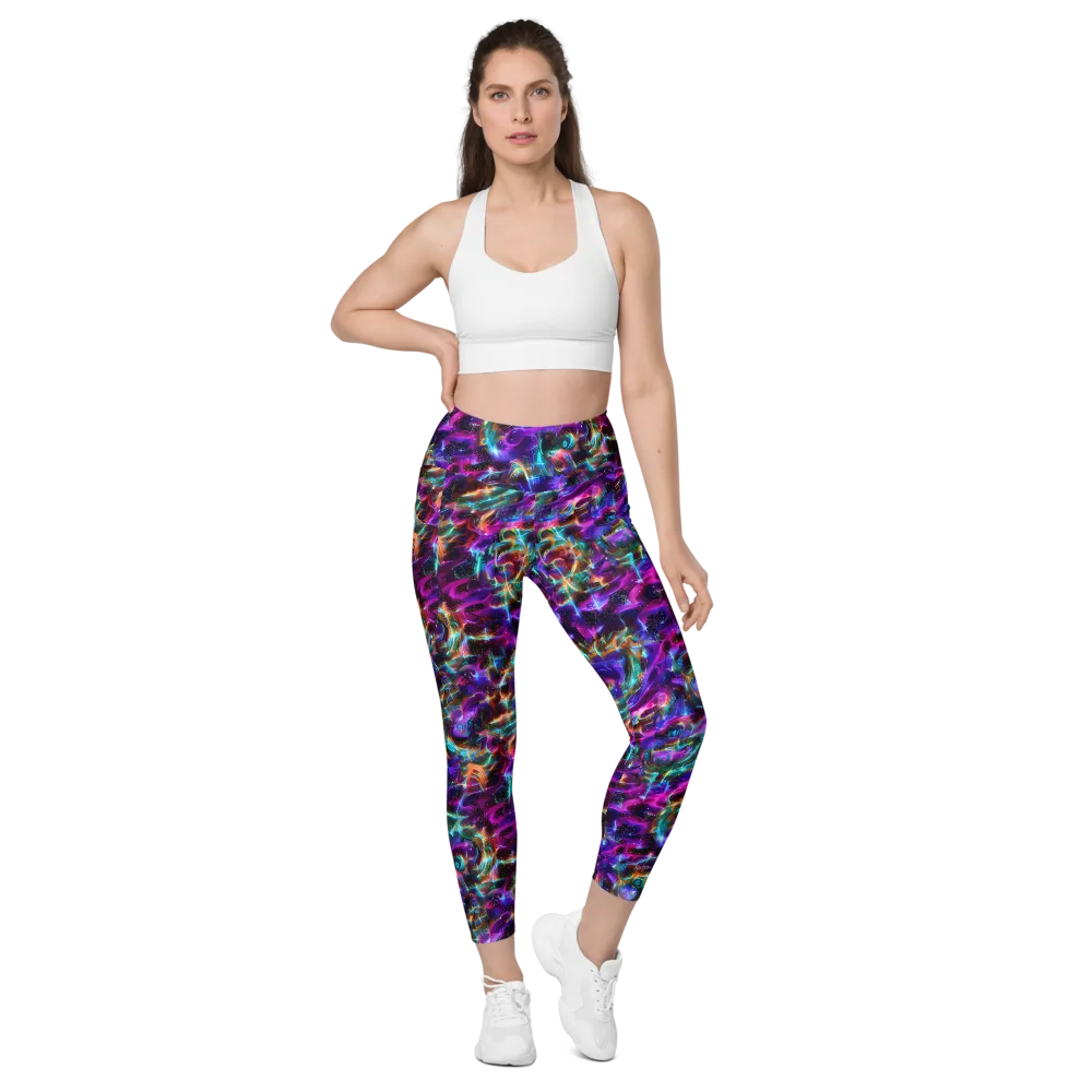 Magenta Mirage on Leggings with Pockets — Front