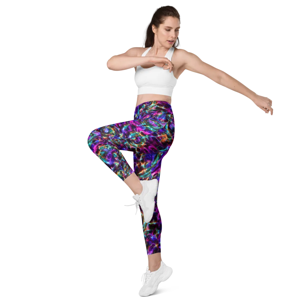 Magenta Mirage on Leggings with Pockets — Left Front