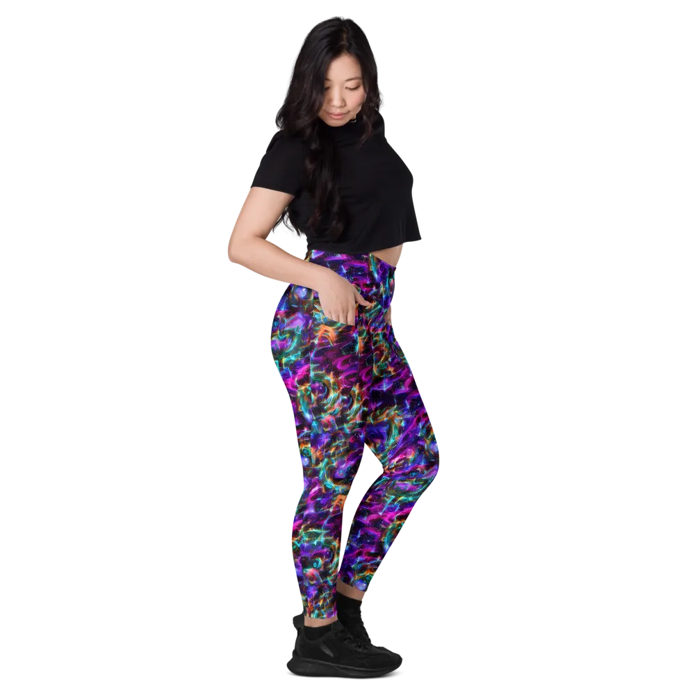 Magenta Mirage on Leggings with Pockets — Right