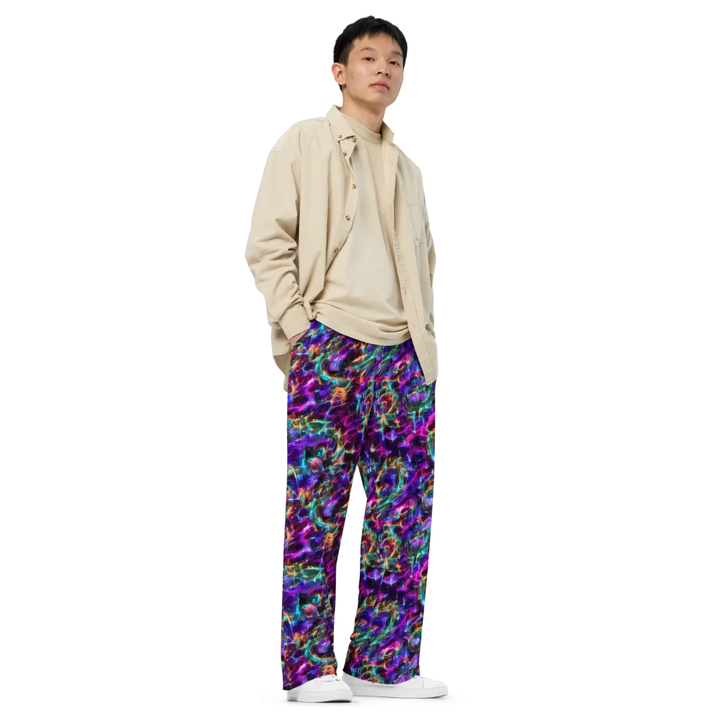 Magenta Mirage on Wide-Leg Pants — Right Front