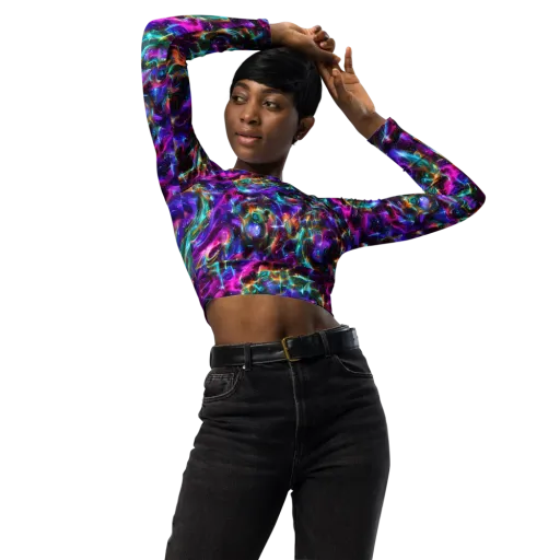 Magenta Mirage on a Long Sleeve Crop Top
