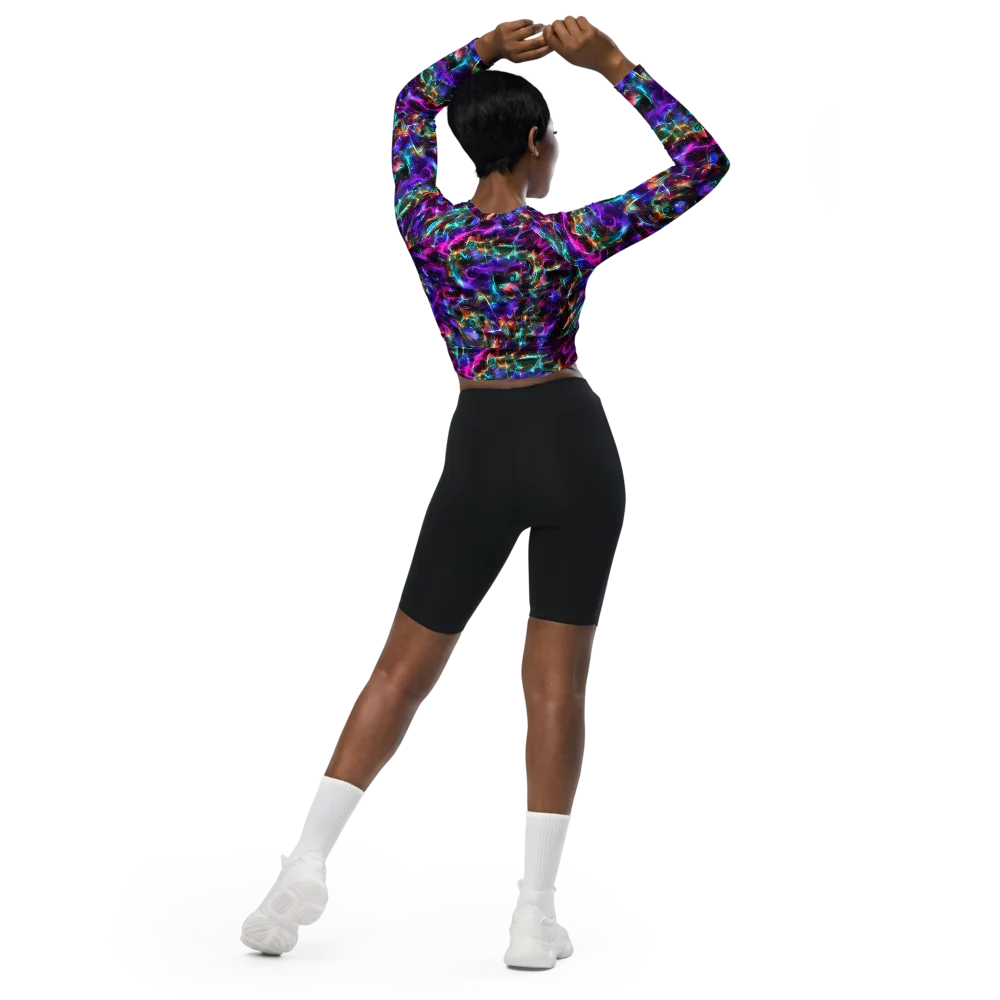 Magenta Mirage on Long Sleeve Crop Top — Back
