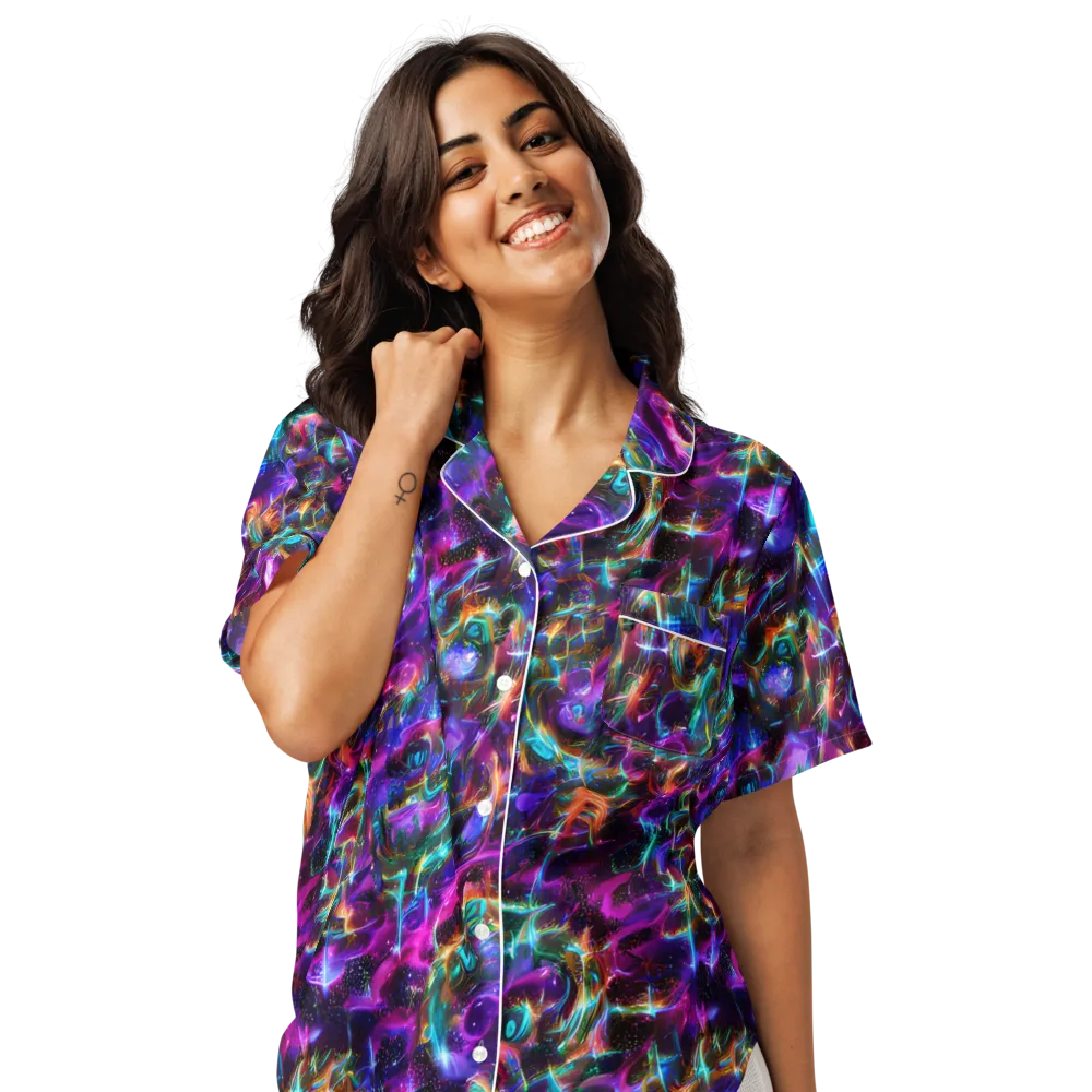 Magenta Mirage on Women's Short Sleeve Pajama Top — Front